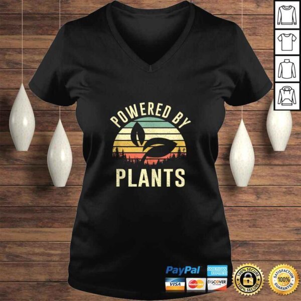 Funny Vintage Powered By Plants Shirt Vegan Vegetarian Shirt - Image 2