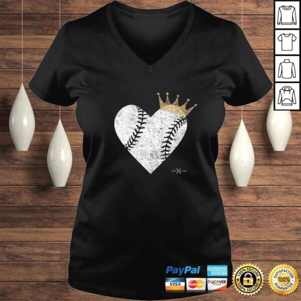 Funny Vintage Royal Baseball Heart with Crown Shirt - Image 2