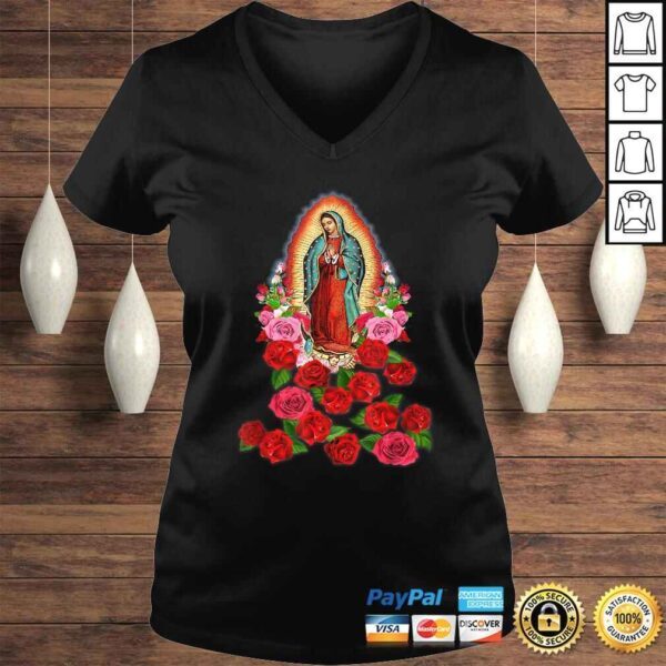 Funny Virgin Mary Our Lady of Guadalupe Catholic SainV-Neck T-Shirt - Image 2