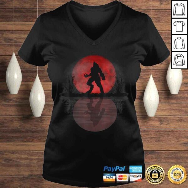 Funny Werewolf Under A Full Blood Moon Howling V-Neck T-Shirt - Image 2