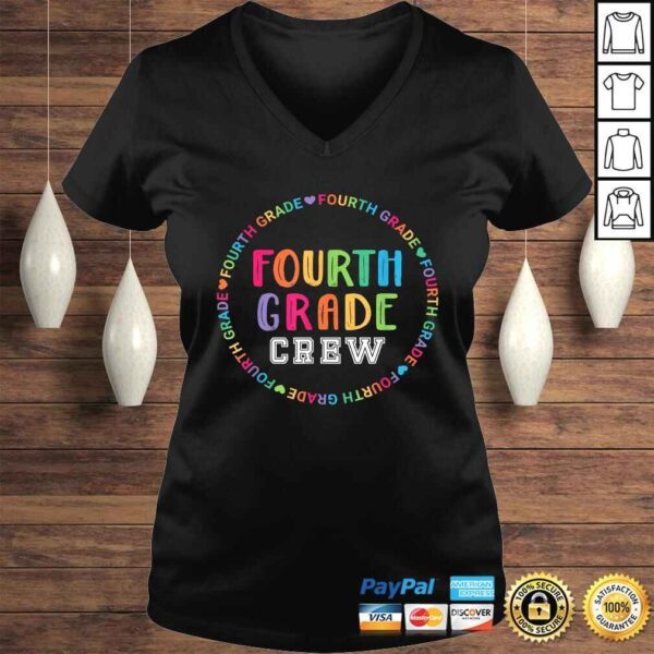 Funny Women's 4th Grade Teacher Back To School - Fourth Grade Crew V-Neck T-Shirt - Image 2