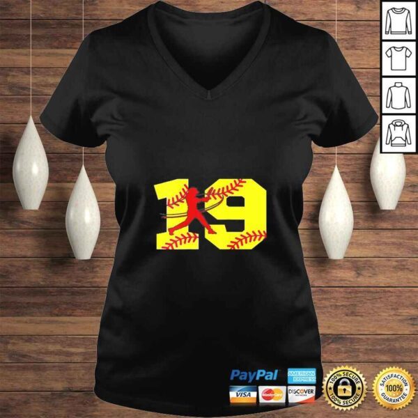 Funny Womens Softball Number 19 Shirt Top Clothes Clothing Nineteen # Gift Top - Image 2