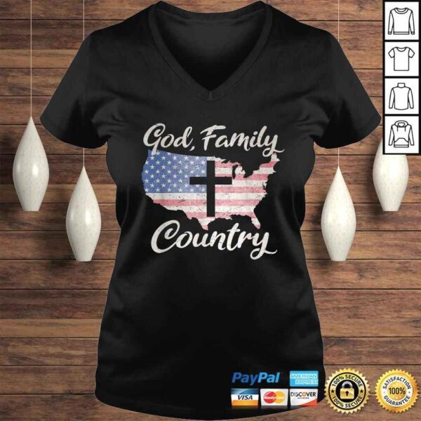 GOD FAMILY COUNTRY Christian Gift American Flag USA Map TShirt - Image 2