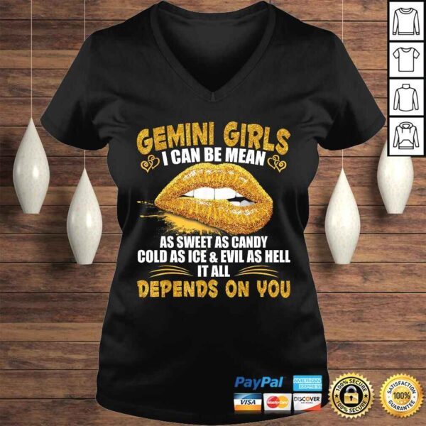 Gemini Girl I Can Be Mean Shirt Golden Lips Gemini Gift - Image 2