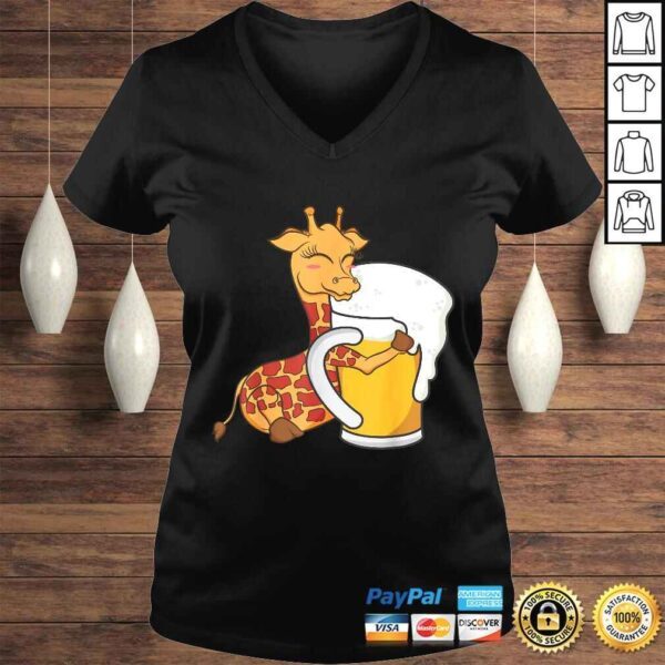 Giraffe Shirt - Cute Giraffe Hugging Beer Graphic Design Shirt - Image 2