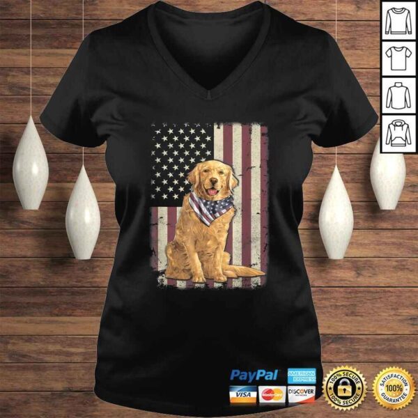 Golden Retriever American Flag Bandana 4th Of July Gift TShirt - Image 2