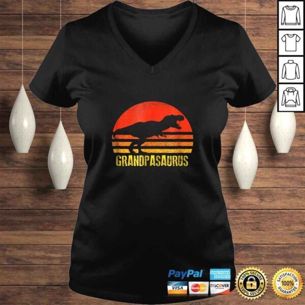 Grandpasaurus Shirt Retro Vintage Sunset Dinosaur Gift - Image 2