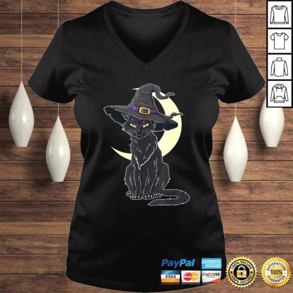 Halloween Scary Black Cat With Witch HaShirt - Image 2