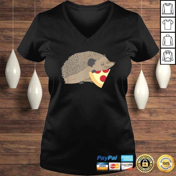 Hedgehog Holding Pizza Funny Cute Animal Foodie TShirt - Image 2