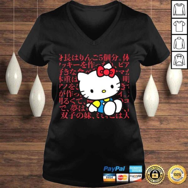 Hello Kitty Kanji Japanese Biography Shirt - Image 2