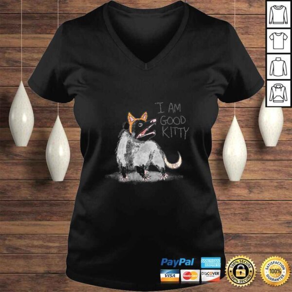 I AM GOOD KITTY Opossum V-Neck T-Shirt - Image 2