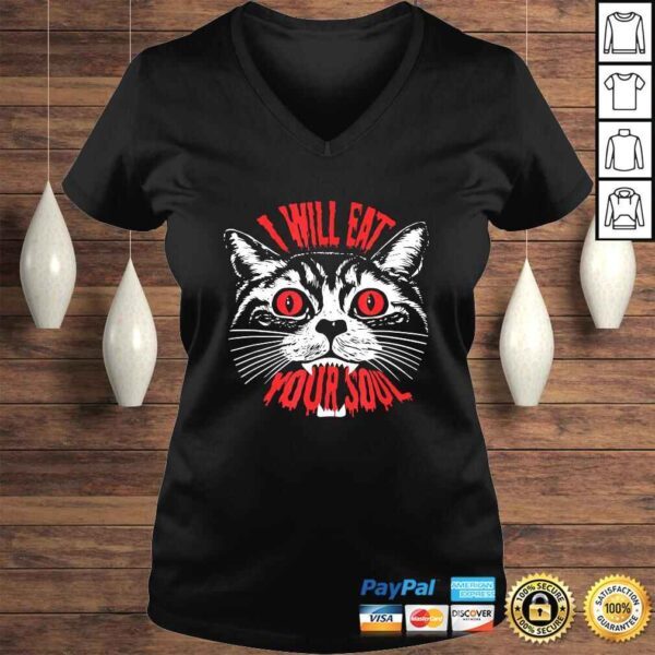 I Will Eat Your Soul Satanic Cat Spooky Gift for Halloween T-shirt - Image 2