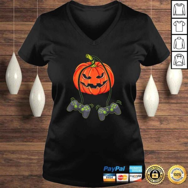 Jack O Lantern Video Gamer Controllers Halloween Boys Kids Gift TShirt - Image 2