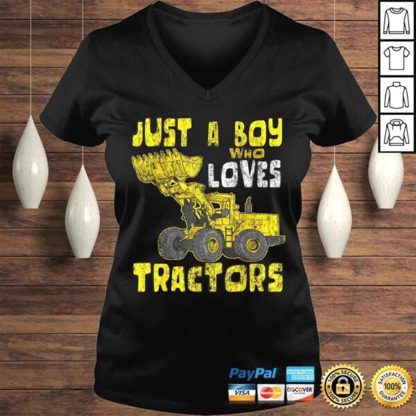 Just A Boy Who Loves Tractors Construction Kid Birthday T-shirt - Image 2