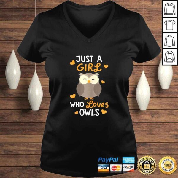 Just A Girl Who Loves Owls Shirt Cute Owl Lover V-Neck T-Shirt - Image 2