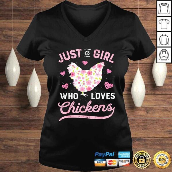 Just a Girl Who Loves Chickens Shirt Chicken Flowers Farm Tee Shirt - Image 2