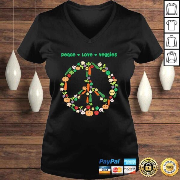 Kawaii Vegetables Peace Sign Funny Gift for Vegetarian Vegan Tee Shirt - Image 2