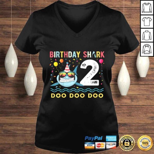 Kids 2 Year Old Birthday Shark Boys and Girls TShirt Gift - Image 2