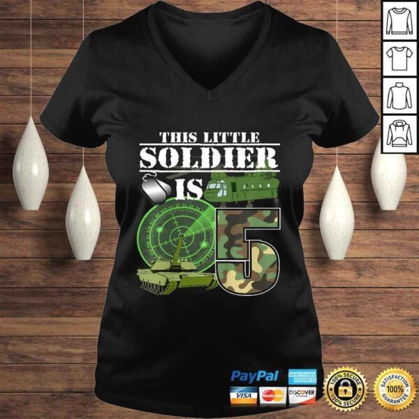 Kids 5 Year Old Soldier Birthday Shirt Military Camo 5th Gift - Image 2