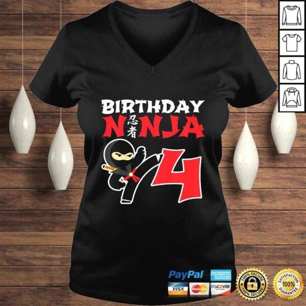 Kids Birthday Ninja Shirt  4 Year Old Ninja Birthday Party Theme - Image 2