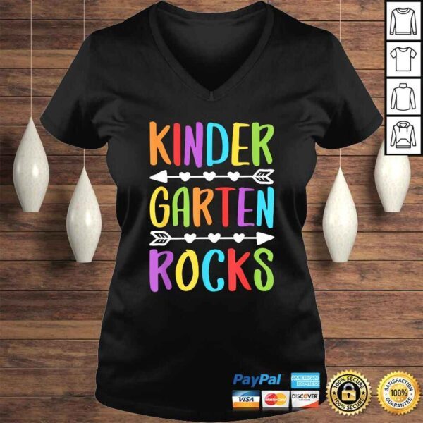 Kindergarten Rocks Shirt Back To School Teacher V-Neck T-Shirt - Image 2