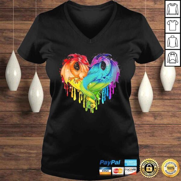 LGBT Dragon Heart Rainbow Heart Dragon LGBT pride Tee T-Shirt - Image 2