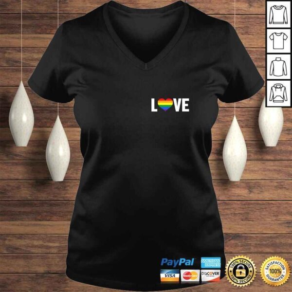 LOVE Lesbian Gay Ally Rainbow Pride Heart - Pocket Style TShirt Gift - Image 2