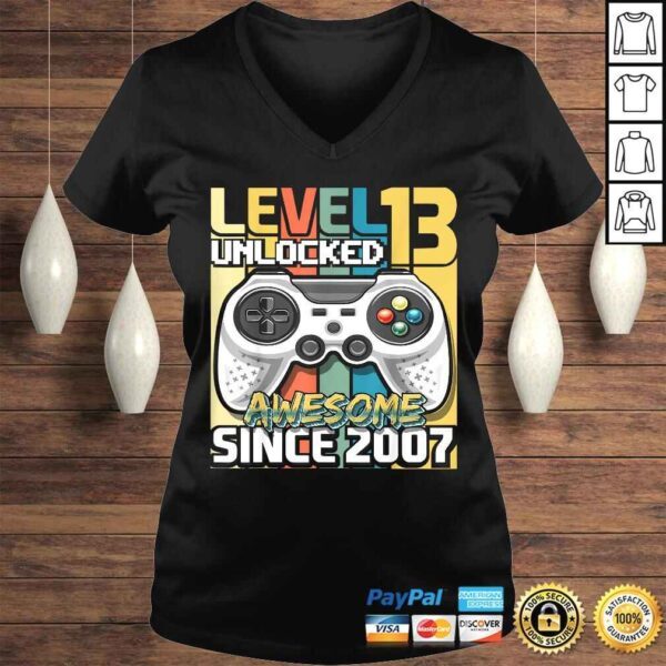 Level 13 Unlocked Awesome 2007 Video Game 13th Birthday Shirt - Image 2