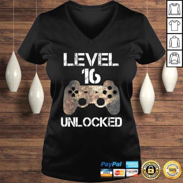 Level 16 Unlocked Boys 16th Birthday 16 Year Old Gamer Shirt - Image 2