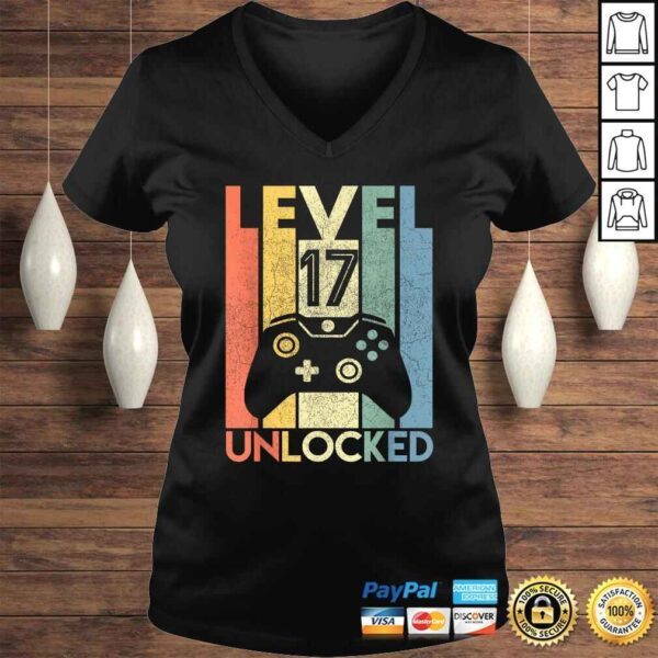 Level 17 Unlocked Shirt Funny Video Gamer 17th Birthday Gift Top - Image 2