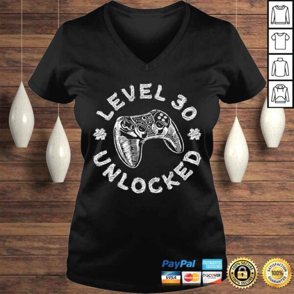 Level 30 Unlocked Shirt Video Gamer 30th Birthday Tee Shirt - Image 2