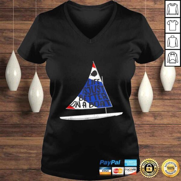 Life Is Just Better Sunfish Sailboat USA Colors Sailing Tee - Image 2