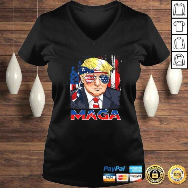 Maga Trump American Flag V-Neck T-Shirt - Image 2