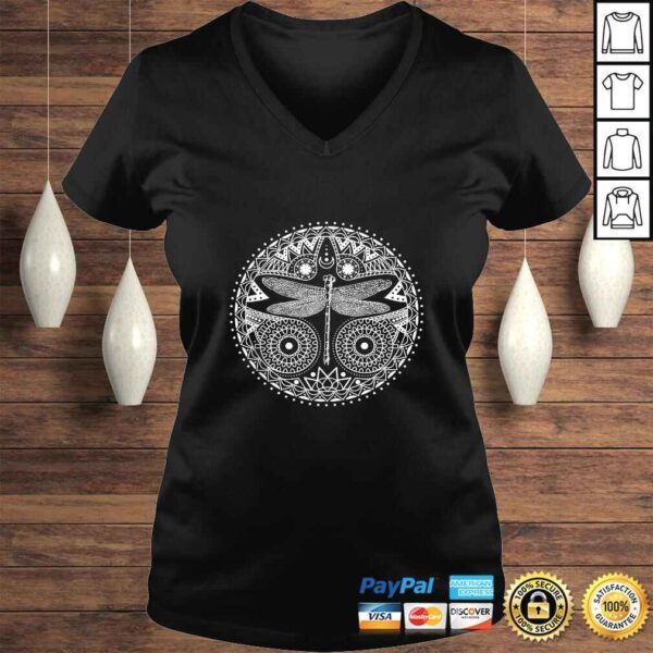 Magical Mandala Dragonfly Crescent Moon Design Gift TShirt - Image 2