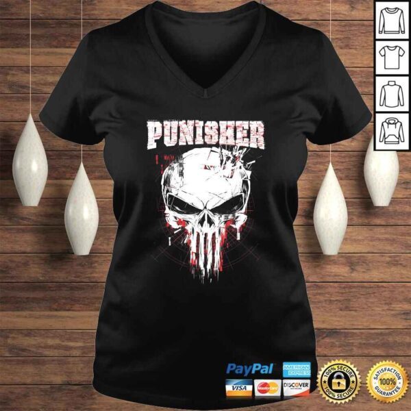 Marvel The Punisher Skull and Red Streaked Logo Shirt - Image 2