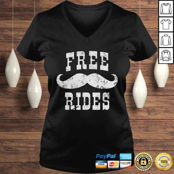 Mens Free Mustache Rides Funny Vintage TShirt - Image 2