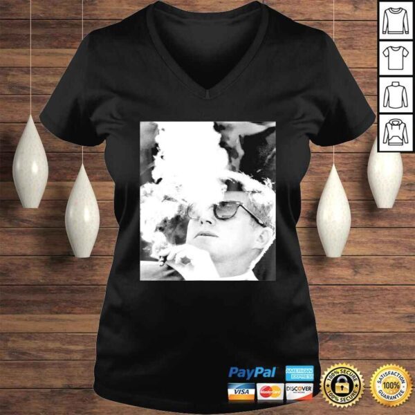 Mens John F Kennedy 35th President  JFK Smoking Cigar TShirt - Image 2