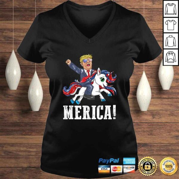 Merica Flag Sunglasses Unicorn Trump America First Shirt - Image 2