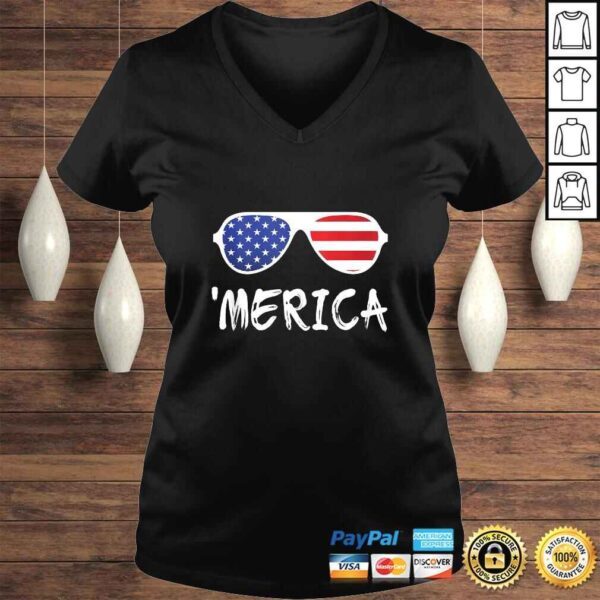 Merica Sunglasses Shirt Patriotic Fourth of July Gift TShirt - Image 2