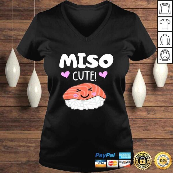 Miso Cute Sushi, Kawaii Sushi Japanese Food Fan V-Neck T-Shirt - Image 2