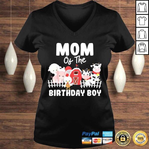 Mom Of The Birthday Boy Farm Animals Birthday Party Shirt - Image 2