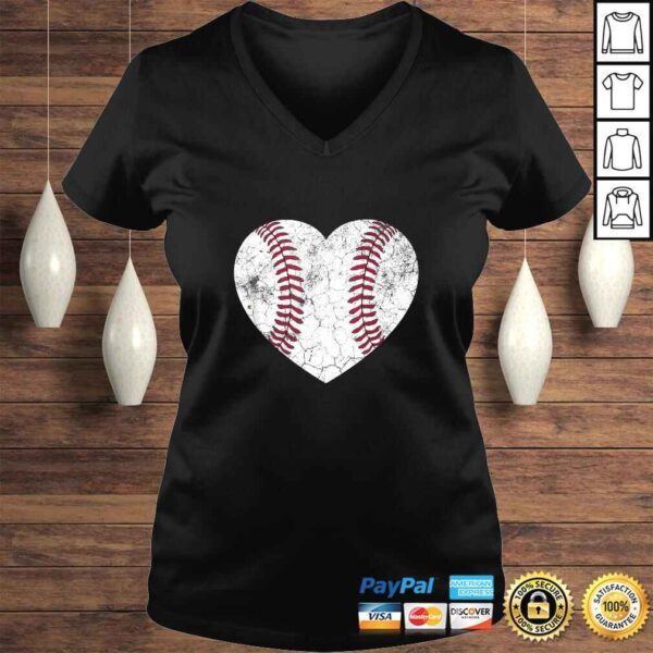 Mother's Day Gift Distressed Heart Baseball Heart Mom Mommy TShirt - Image 2