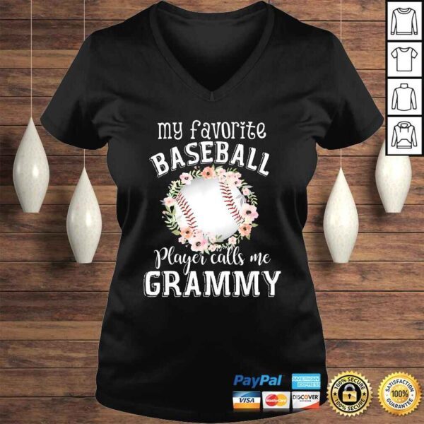 My Favorite Baseball Player Calls Me Grammy Flower TShirt - Image 2