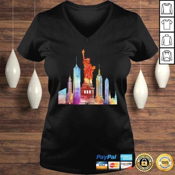 New York City Watercolor Statue Of Liberty NYC Shirt Tee - Image 2