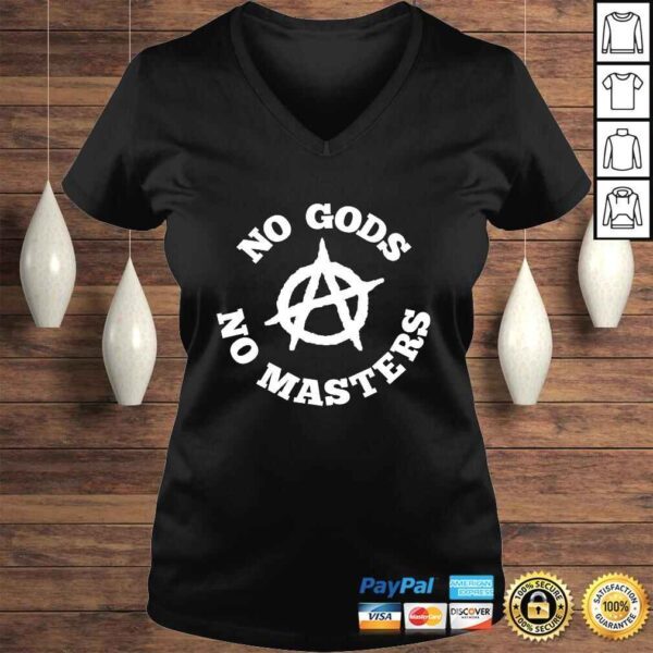 No Gods No Masters Anarchy Symbol Tee Shirt - Image 2