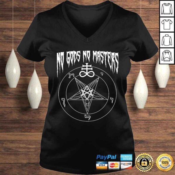 No Gods No Masters Satanic Baphomet Devil TShirt - Image 2