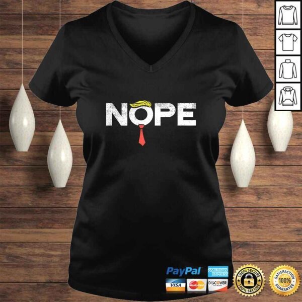 Nope Red Tie Donald Trump Wig Funny Anti Trump Impeach Gift TShirt - Image 2