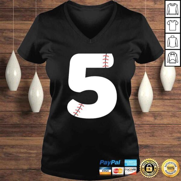 Number #5 BASEBALL Team Shirt - 5 Pitcher Batter Tee - Image 2