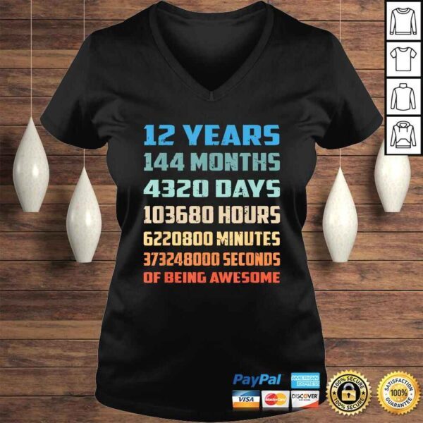 Official 12th Birthday Gift Shirt 12 Years Old Being Awesome TShirt Gift - Image 2