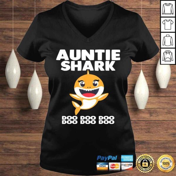 Official Auntie Shark Doo Doo Shirt Funny Kids Video Baby Daddy Tee T-Shirt - Image 2